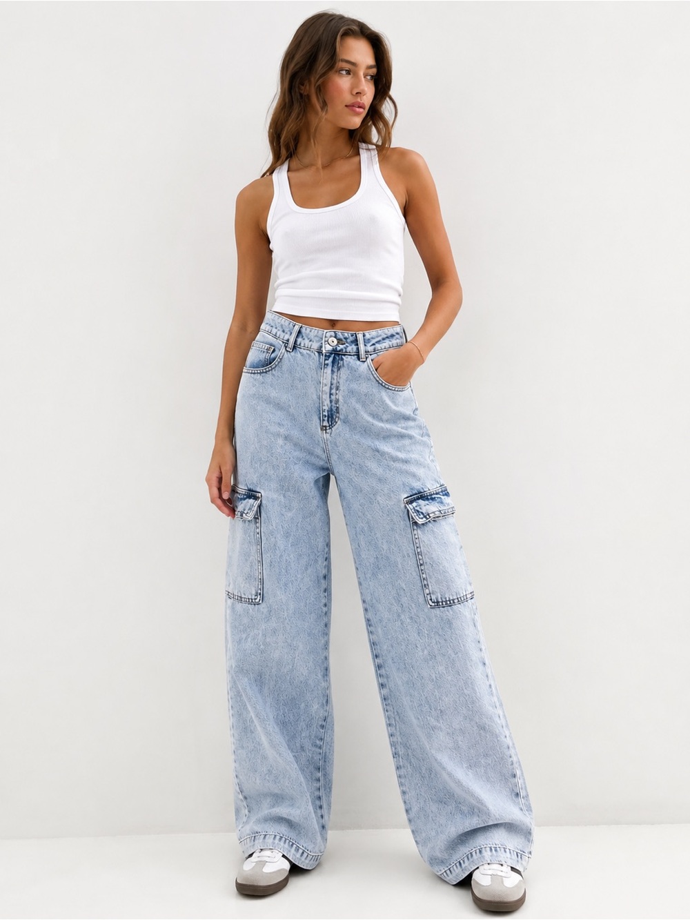 EVERY Wide Leg Baggy Cargo Jeans Size 4